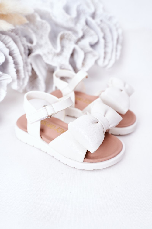 Children's Sandals With Bow White Abbie