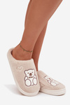 Furry slippers with bear Beige Noralie