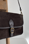 Leather Suede Shoulder Bag Norla Chocolate