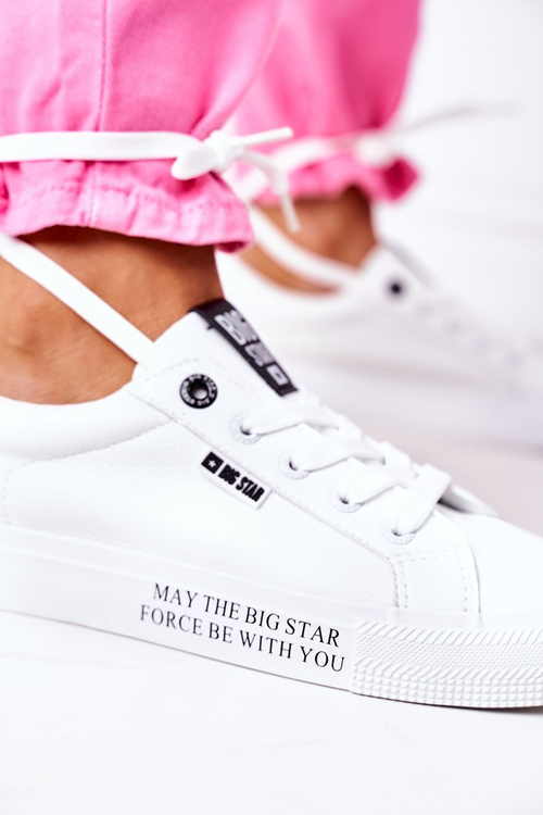 Damskie Skórzane Tenisówki Z Napisem BIG STAR EE274316 Białe