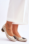 Leather Low Heel Pumps Maciejka 05960-25 Gold