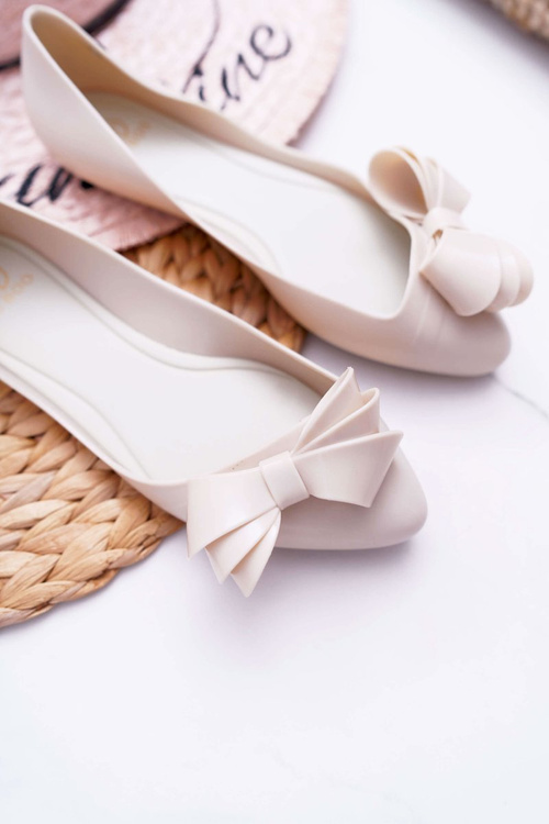 Lu Boo Beige Rubber Meliskirts Ballerinas Big Bow