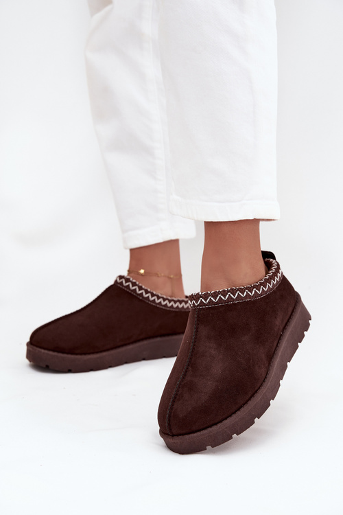 Low Women's Snow Boots With Embroidery Chocolate Juvielle