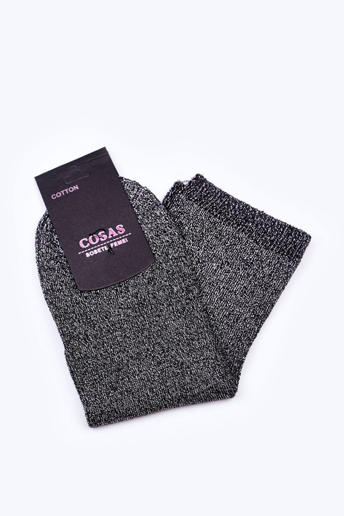 Damskie Bawełniane Skarpetki Ze Srebrną Nitką COSAS Czarne