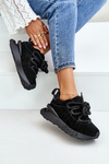 Damskie Zamszowe Sneakersy Grube Sznurowanie Platforma Czarne Artiker 54C1464 