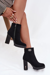 Insulated women's ankle boots with heel with decorative detail black Vessara