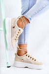 Women's Sport Leather Shoes Beige Salmira