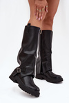 Insulated boots with folded shaft and buckle black Fiorae
