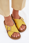 Leather Women's Slippers With Buckle Inblu ED0003IU Yellow