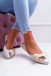 Lu Boo Beige Rubber Meliskirts Ballerinas Big Bow