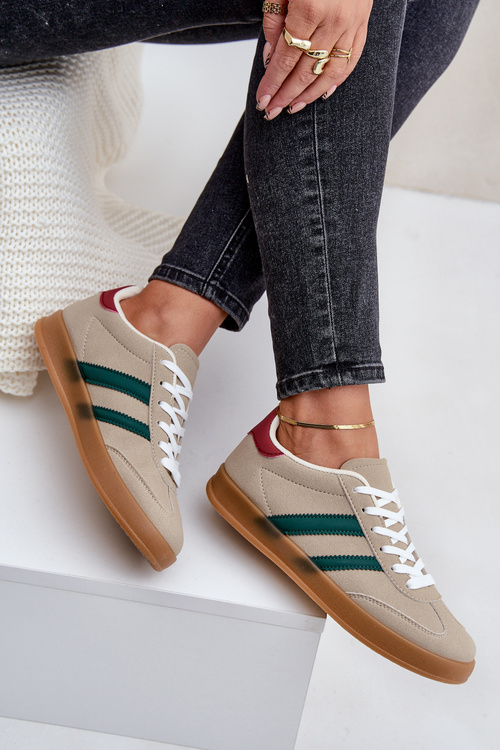 Damskie Niskie Sneakersy Beżowe Ennorwen