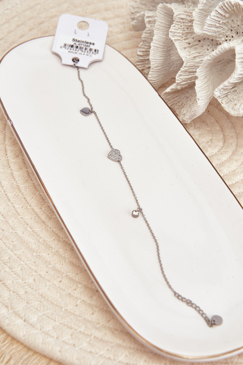 Ankle Bracelet with Silver Hearts