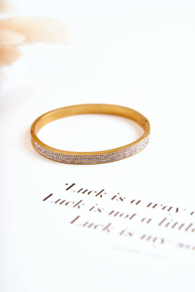 Bransoletka Damska Stalowa Ozdobne Cyrkonie Złota