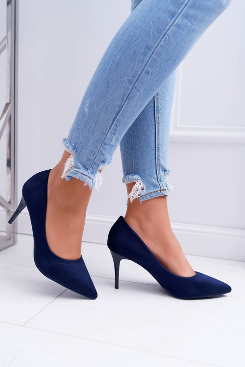 Women's Stilettos Suede Pointed Blue Cream