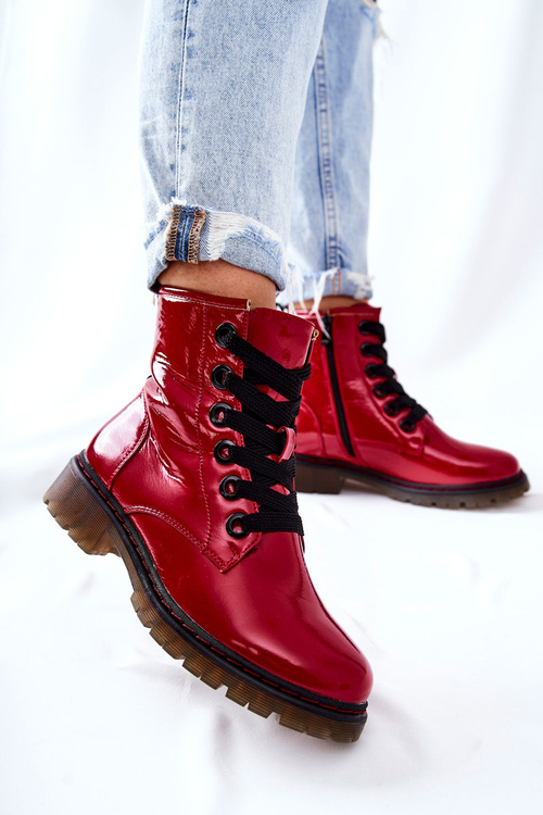 Lacquered Insulated Boots Red Lomess
