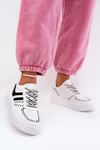 Ladies Sneakers On Platform White-Black Ofenale