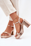 Eco Leather Sandals On Heel Rose Gold Lillita
