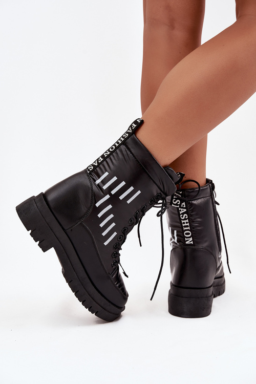 Botki Śniegowce Damskie Sznurowane Czarne Vinceza 23-34586