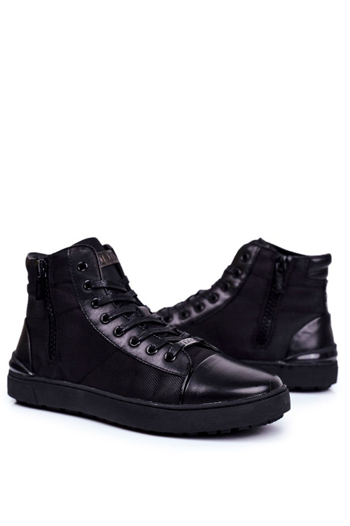 Men's Sneakers Leather Shoes GOE Black GG1N3019