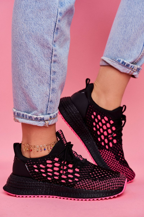 Women's Sport Shoes Sneakers Big Star Black Fuchsia FF274964