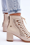 Leather Openwork Boots Maciejka 05508-22 Light beige