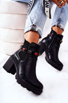 Leather Women’s Boots On High Heel Black Makbet