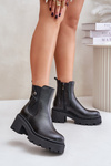 Zazoo 60490 Leather Insulated Ankle Boots With Decoration Black