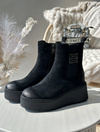 Warm Ankle Boots Women On Wedge And Platform Made Of Eco Suede Black Vinceza 58339