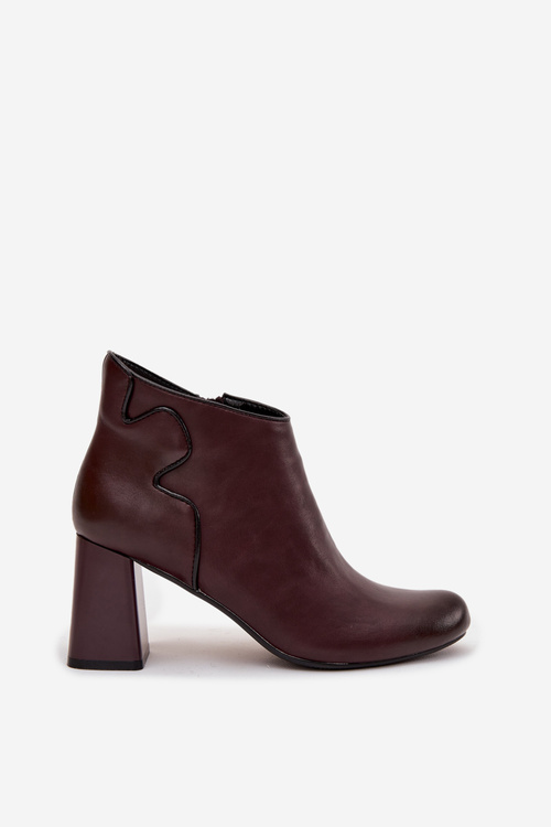 Leather Boots Lined On Heel Bordeaux Ivessara