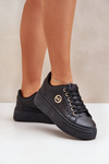 Perforated Sneakers With Gold Detail Black Cassildi
