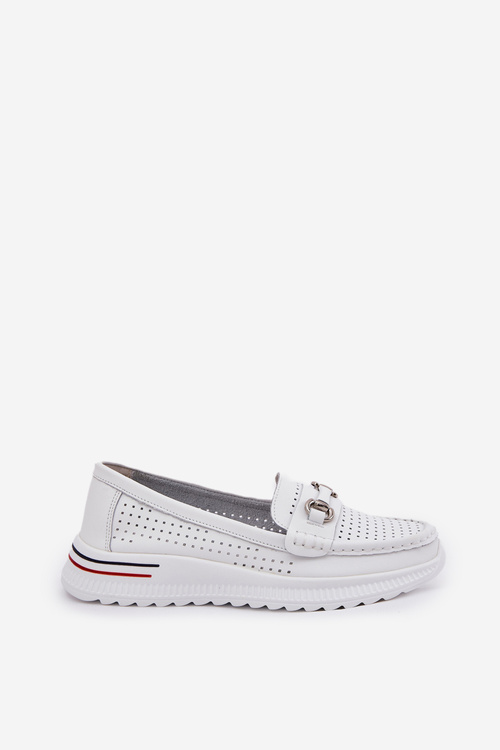 Perforated Ballet Flats Made Of Natural Leather Vinceza 95331 White