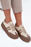 Leather Women's Sneakers On Platform Zazoo 3775 Beige