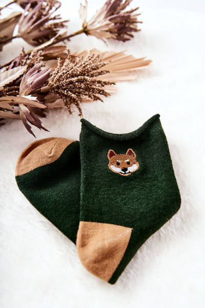 Children's Pressless Socks Fox Green