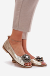 Leather Ballerinas With Open Toes And Flower Zazoo 1870 Gold