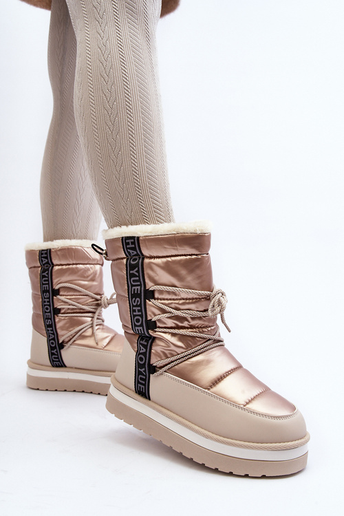 Women's Snow Boots with Beige Laces Lilara