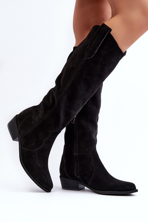 Kozaki Damskie Kowbojki Zamsz Zazoo 3427 Czarne