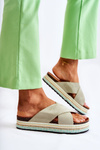 Women's Suede Slippers On The Platform Green Neriko
