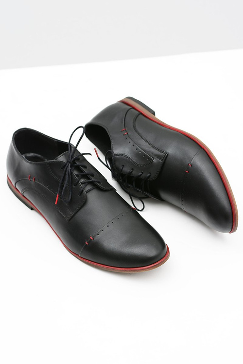 Eleganckie Męskie Czarne Skórzane Półbuty Isacco