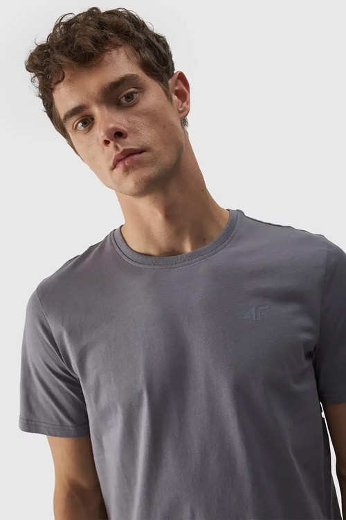 Men's Plain T-Shirt With Logo 4F Grey 4FWMM00TTSHM1843-25S