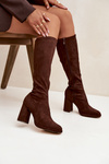 Women's Boots with Stitching on Block Heel Brown Brivana