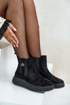 Women's Slip-On Platform Ankle Boots With Decorative Eco Suede Black Ciatheia