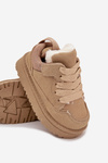 Sneakersy Dziecięce Ocieplane Futerkiem Beżowe Mireen