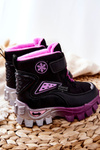 Children's Insulated Snow Boots Velcro Black and Pink Tannis