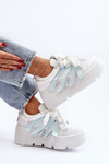 Sneakersy Skórzane Masywna Platforma Niebieskie Zazoo 2F-7033