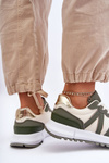Leather Women's Sports Shoes Green-Beige Kabama