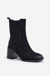 Women's Ankle Boots With Block Heel Made Of Eco Suede Black Naorita