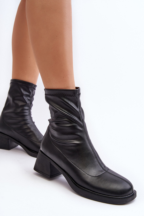 Women's Low Heel Black Ankle Boots Aphroteia