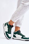 Buty Sportowe Trampki Wysokie Damskie Biało-Zielone Rumour
