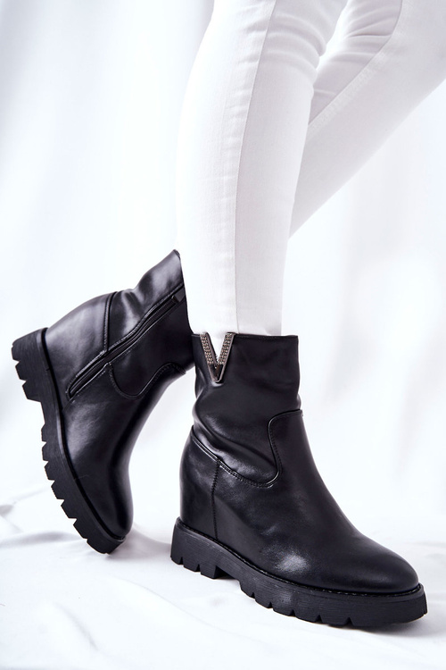 Hidden Heel Booties with Emblem Black Tivera