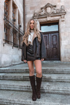 Suede Knee High Boots With Zip Chocolate Lissara